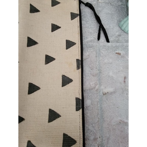 Boho Foldover clutch purse, Canvas and leather, Geometry, Triangles - Picture 4 of 7